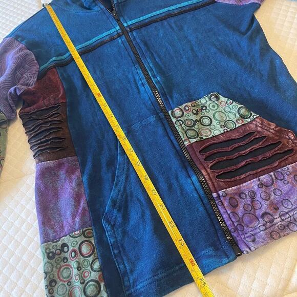 Nepal Patchwork Boho Hippy Festival Women's Jacket by Sol & Mane Size L/XL - Picture 4 of 5